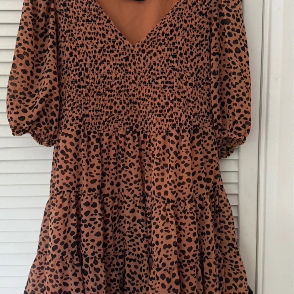 Brown and Black Animal Print Dress